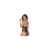 Body en résille et menottes noir et rouge 